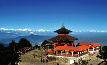 Chandragiri Hill with panoramic Himalayan mountain views in the background