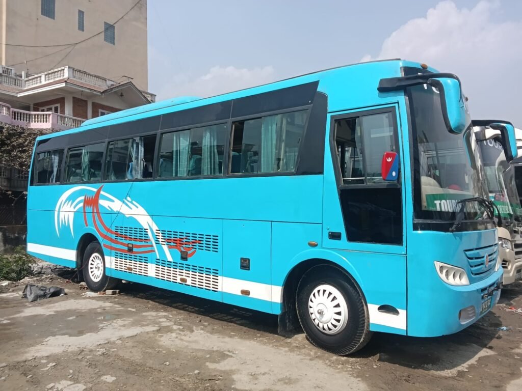 Tourist bus used for passenger transportation and group travel in Nepal