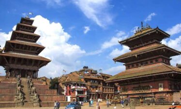 View of Bhaktapur Durbar Square with traditional Newari architecture and historic temples